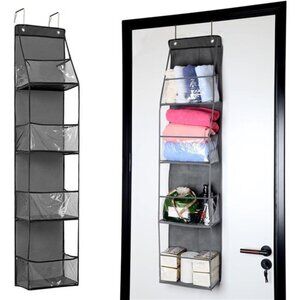 Over Door Hanging Organizer 4 Shelf Storage Clear Pocket Pantry Bedroom Bathroom
